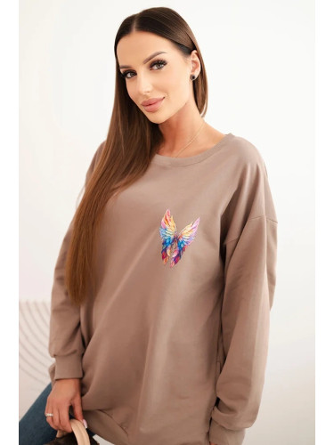 Polski Women's oversized cotton sweatshirt with colorful wings on the back fango