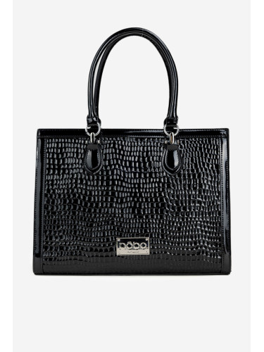 Лакирана чанта с релефен дизайн NOBO