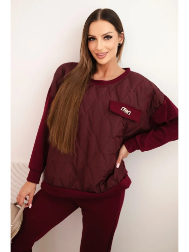 Kesi Włoski Women's tracksuit set made of viscose with a quilted sweatshirt and pants plum