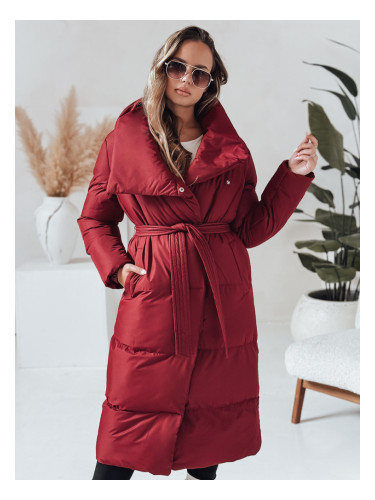 Дамско дълго бордо зимно палто