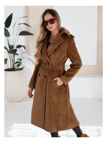 Дамски зимен тренчкот кафяв