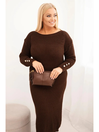 Kesi Włoski Plus Size women's sweater dress with mohair chocolate