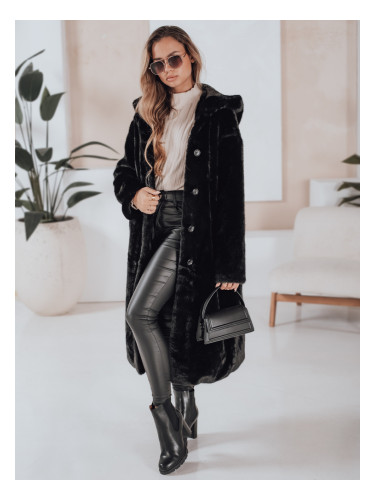 Дамско черно кожено палто HELLOCHIC