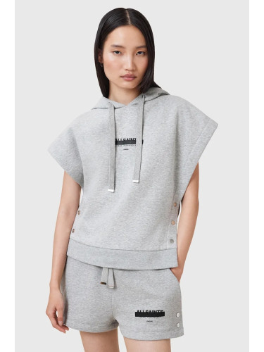 Суичър AllSaints SORRI в сиво с качулка с принт W093JC