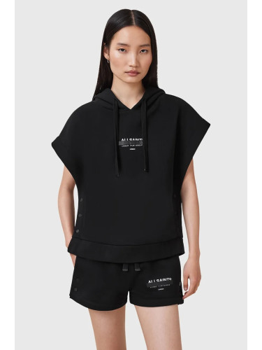 Суичър AllSaints SORRI в черно с качулка с принт W093JC
