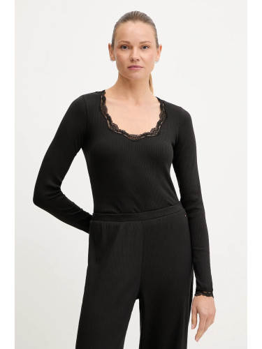 Горноще на пижама с дълги ръкави Tommy Hilfiger в черно UW0UW06071