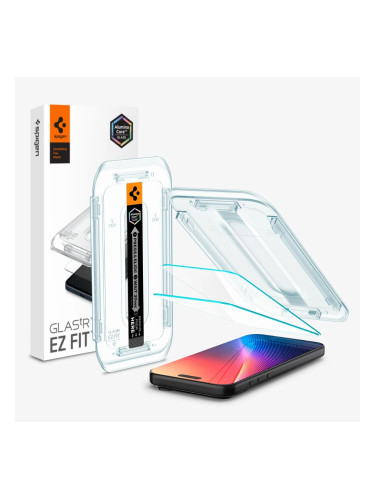 Стъклен протектор Spigen GLAS.tR EZ Fit  с цяло лепило, За iPhone 17 Pro (6.3), Прозрачен