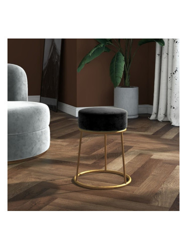 Sonata H Кръгъл хокер, черен, кадифе