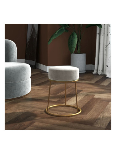 Sonata H Кръгъл хокер, светлосив, кадифе