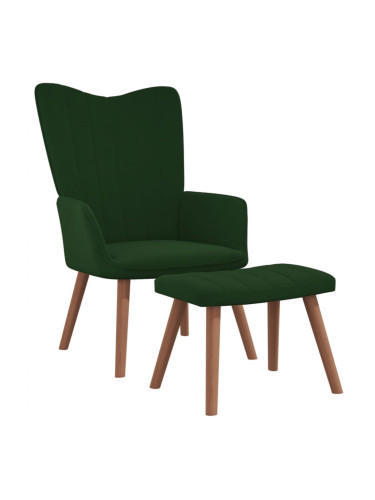 Sonata H Стол за релакс с табуретка, тъмнозелен, кадифе