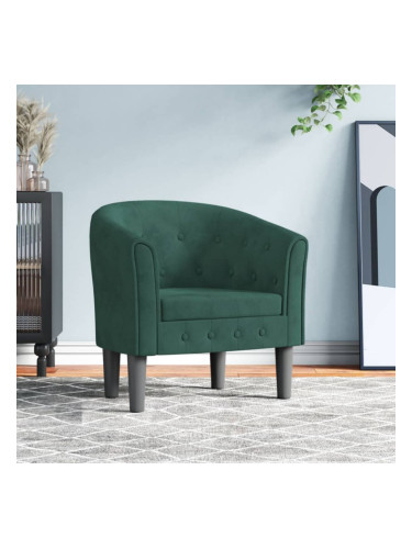 Sonata H Объл фотьойл, тъмнозелено, кадифе