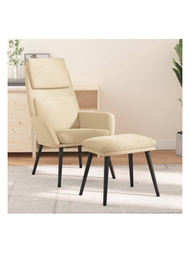 Sonata H Релакс стол с табуретка, кремав, текстил