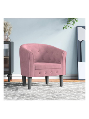 Sonata H Объл фотьойл, розов, кадифе