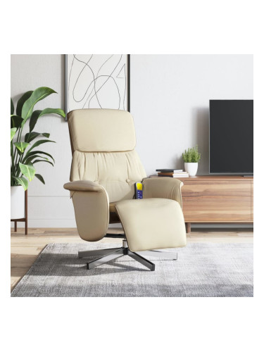 Sonata H Масажен реклайнер стол с поставка за крака, кремав, текстил