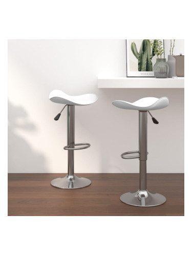 Sonata H Бар табуретки, 2 бр, бели, хромирана стомана и изкуствена кожа
