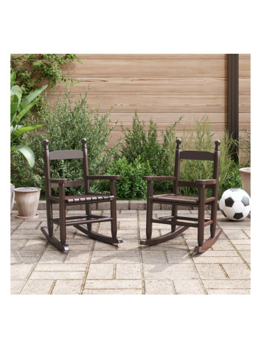 Sonata H Люлеещи се столове за деца 2 бр кафяв масивно дърво топола