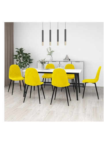 Sonata H Трапезни столове, 6 бр, горчица, кадифе