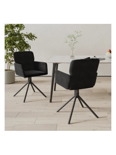 Sonata H Въртящи трапезни столове, 2 бр, черни, кадифе