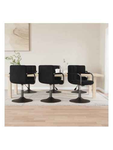 Sonata H Въртящи се трапезни столове, 6 бр, черни, кадифе