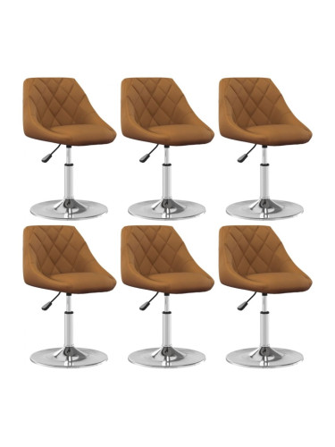 Sonata H Въртящи се трапезни столове, 6 бр, кафяви, кадифе