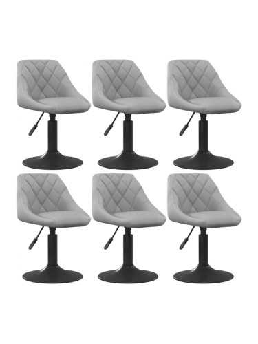Sonata H Въртящи се трапезни столове, 6 бр, светлосиви, кадифе