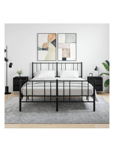 Sonata H Нощни шкафчета, 2 бр, черни, 40x35x50 см, инженерно дърво