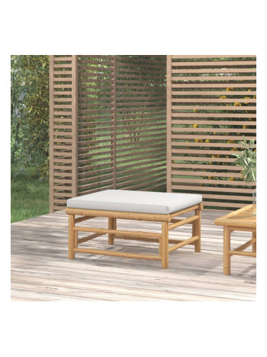 Sonata H Градинска табуретка със светлосива възглавница бамбук