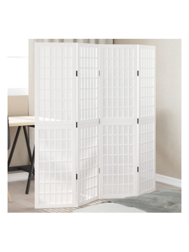 Sonata H Разделител за стая, 4 панела, бял, дърво пауловния масив