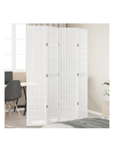 Sonata H Разделител за стая, 4 панела, бял, дърво пауловния масив