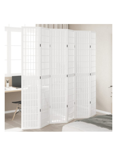 Sonata H Разделител за стая, 6 панела, бял, дърво пауловния масив
