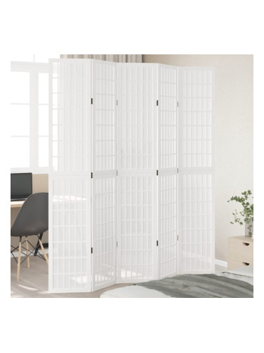 Sonata H Разделител за стая, 5 панела, бял, дърво пауловния масив