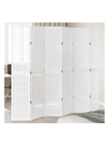 Sonata H Разделител за стая, 6 панела, бял, дърво пауловния масив