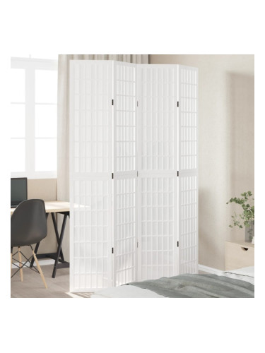 Sonata H Разделител за стая, 4 панела, бял, дърво пауловния масив