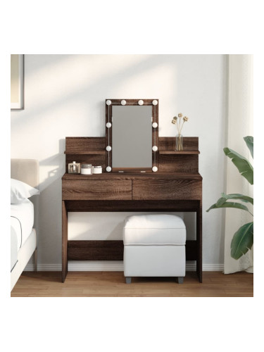 Sonata H Тоалетка с LED, кафяв дъб, 100x40x130 см