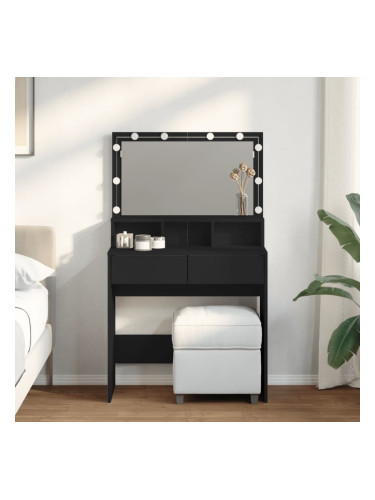 Sonata H Тоалетка с LED, черна, 80x41x134,5 см