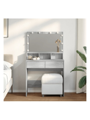 Sonata H Тоалетка с LED, сив сонома, 80x41x134,5 см