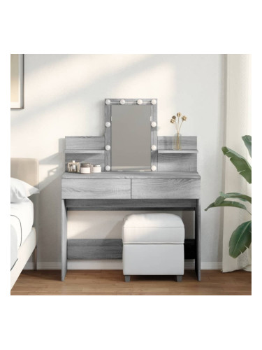 Sonata H Тоалетка с LED, сив сонома, 100x40x130 см