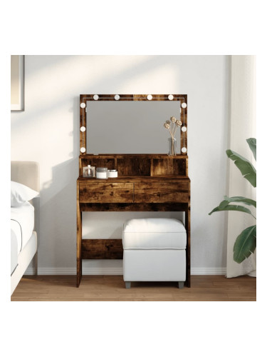 Sonata H Тоалетка с LED, опушен дъб, 80x41x134,5 см