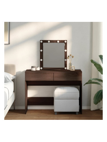 Sonata H Тоалетка с LED, кафяв дъб, 100x40x130 см