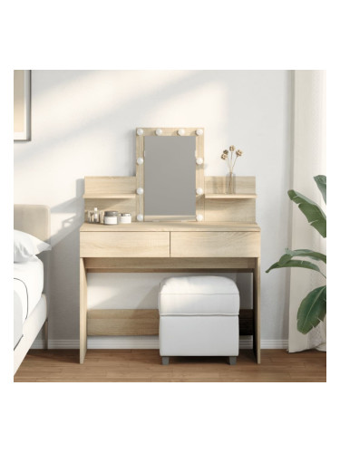 Sonata H Тоалетка с LED, дъб сонома, 100x40x130 см