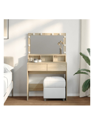 Sonata H Тоалетка с LED, дъб сонома, 80x41x134,5 см