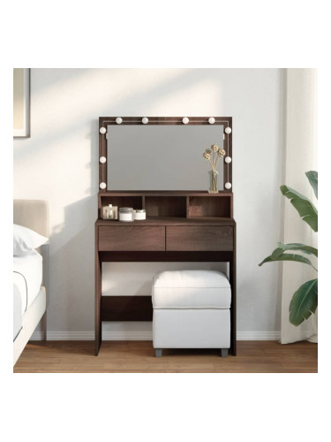 Sonata H Тоалетка с LED, кафяв дъб, 80x41x134,5 см