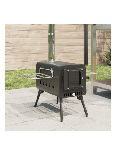 Sonata H Печка за палатка на дърва комин и сгъваеми крака черна стомана