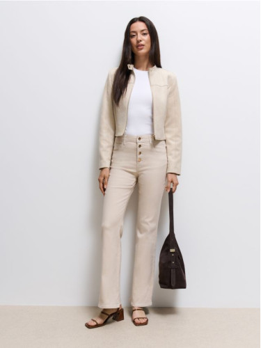 Mohito - Дънки flare с висока талия - бежово