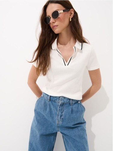 Mohito - Блуза с яка - кремaво