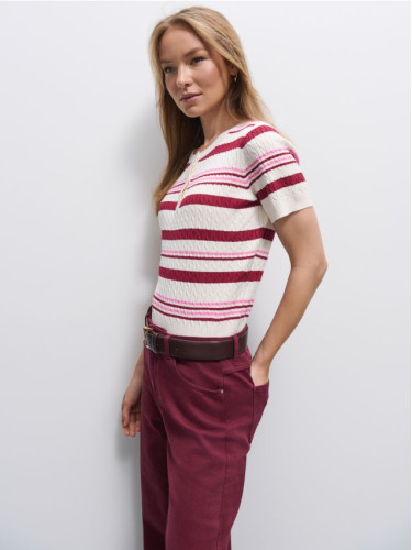 Mohito - Пуловер с къс ръкав - кремaво