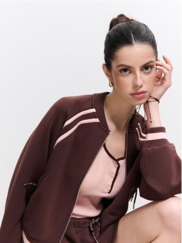 Mohito - Суитшърт с цип - тъмно кафяво