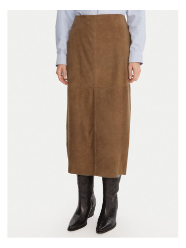 MAX&Co. Кожена пола Guelfi 2526406011200 Кафяв Straight Fit