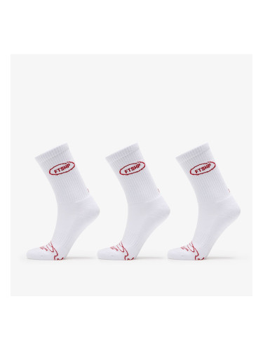 Чорапи Footshop Basic Crew Socks 3-Pack White (Red Logo) 36-38