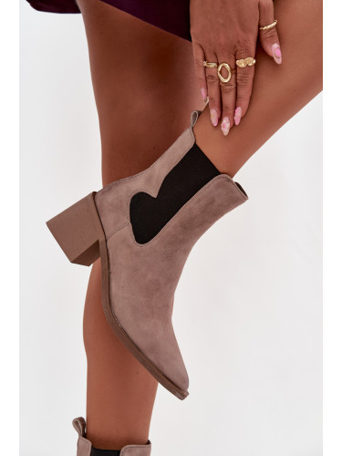 Кожени велурени дамски боти на ток с подплата Artiker